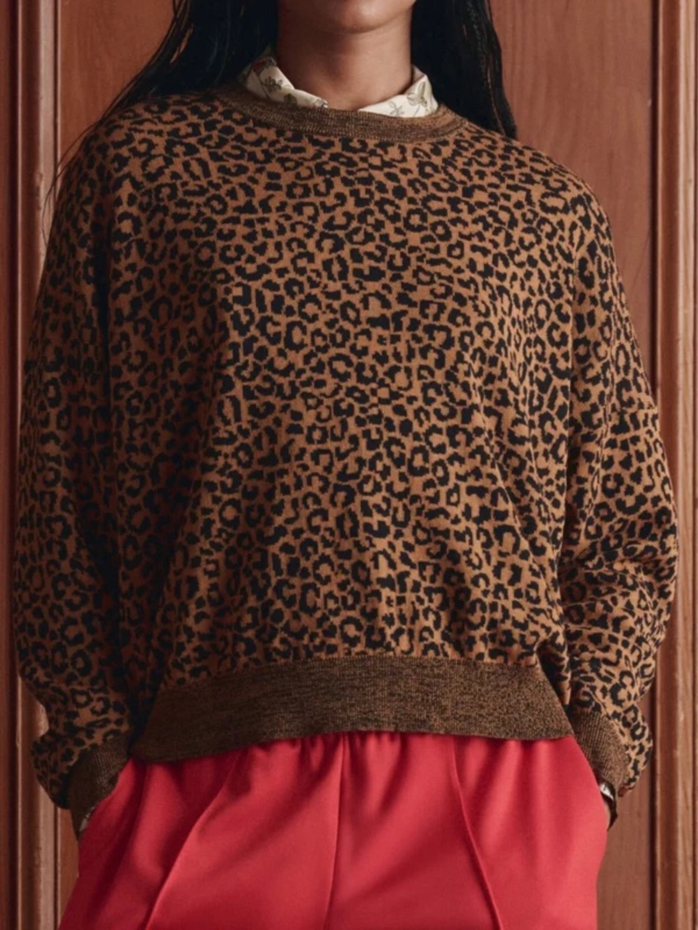 The GREAT. Oversized leopard print sweater